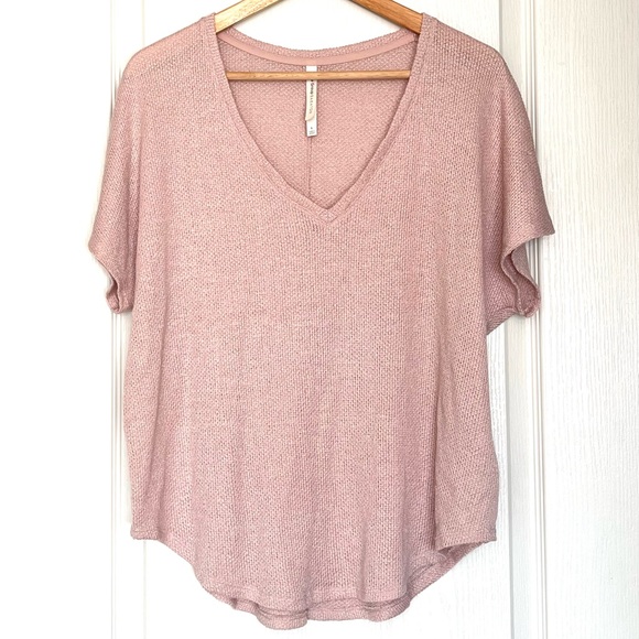 The Group by Babaton Aritzia Mauve Pink Relaxed V-Neck Knit Sweater Oversized, S - Picture 1 of 10
